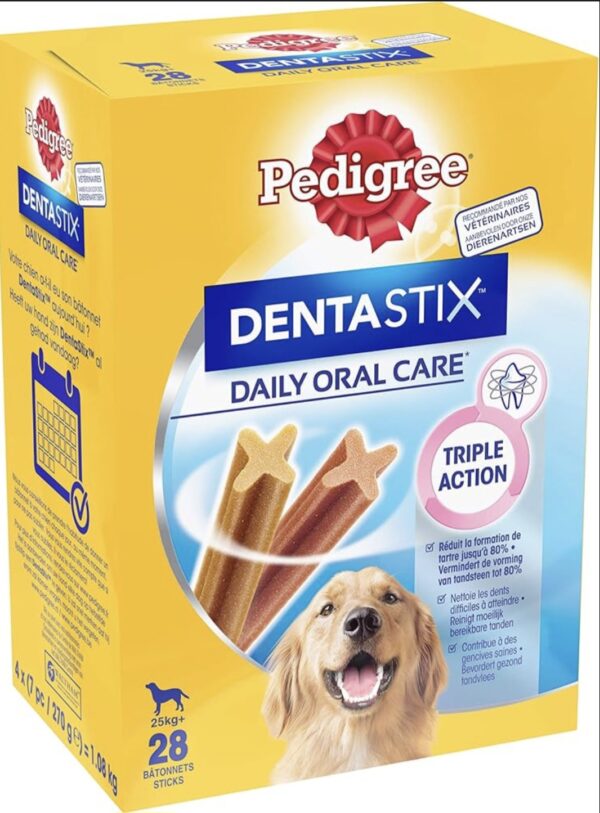 Pedigree Pack de Dentastix de uso Diario para la Limpieza Dental de Perros Grandes (28ud)