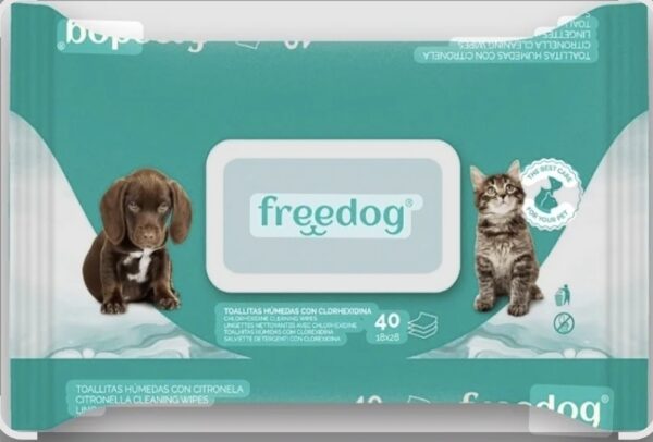 Freedog Toallitas Húmedas con Clorhexidina para perros y gatos
