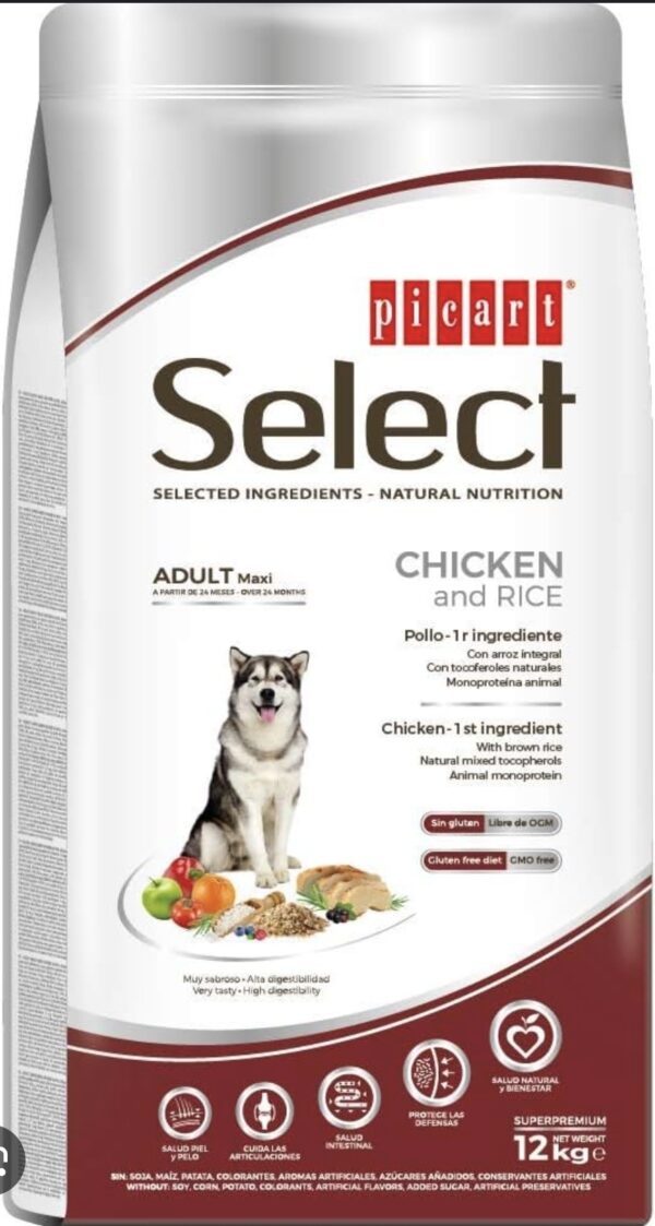 Picart Select Pienso de Pollo y Arroz para Perros Maxi 12 kg.