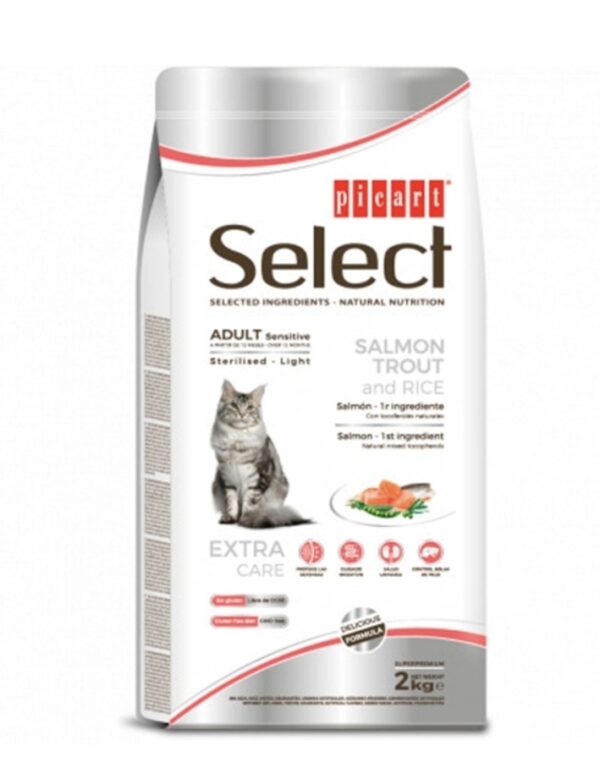 Picart Select Pienso Sensitive de Salmon y Arroz para Gatos Esterilizados 2kg