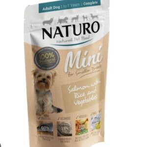 Comida Húmeda de Salmón y Arroz para Perros de Raza Mini