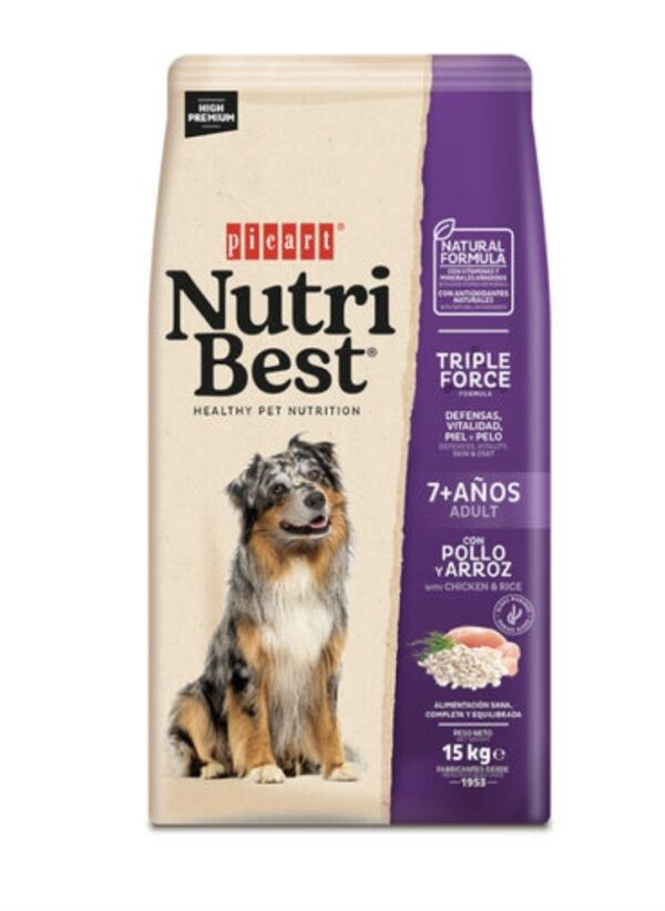 Picart Nutribest Adult 7+ Pollo y Arroz pienso para perros 15kg