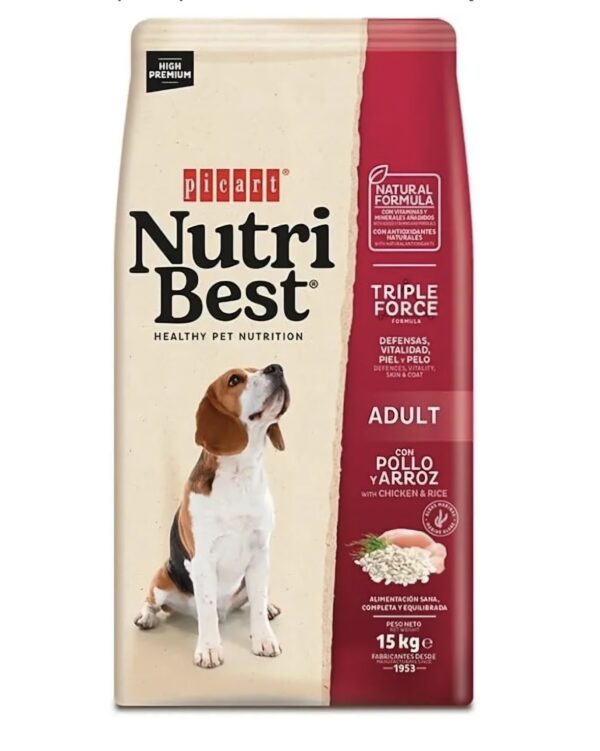 Picart Nutribest Adult Pollo y Arroz pienso 15kg para perros 15kg