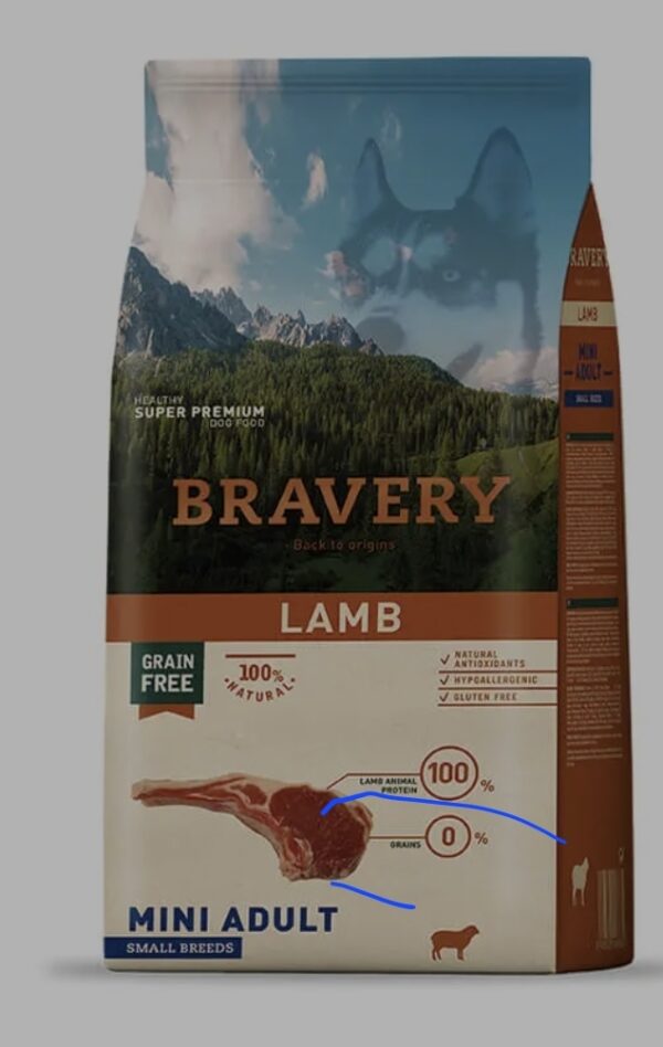 Bravery pienso perro adulto mini cordero 7 kg