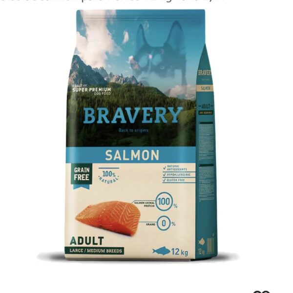 Bravery pienso perro adulto salmón 12kg