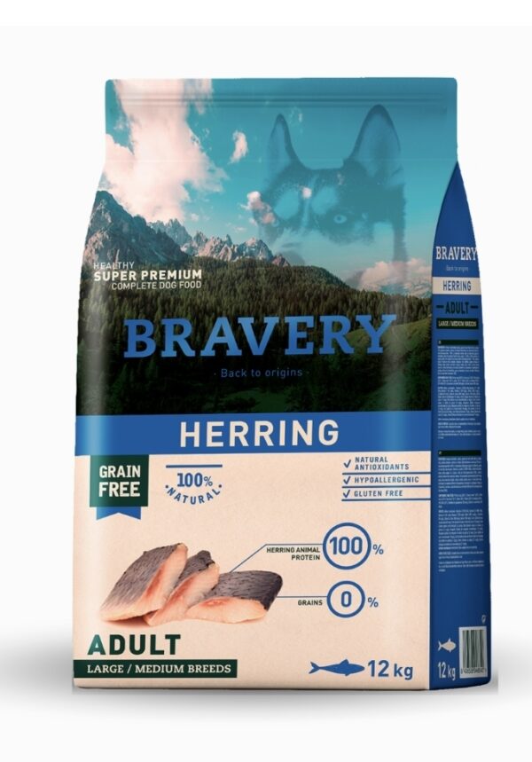 BRAVERY - HERRING ADULT LARGE/MEDIUM BREEDS 12kg