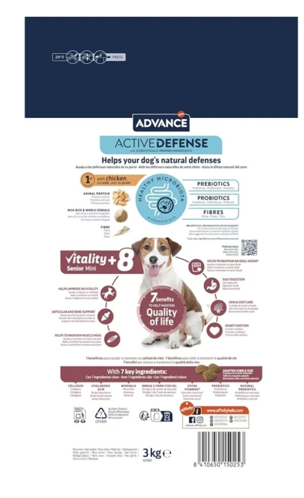 ADVANCE DOG SENIOR MINI 1-10KG (+8 years) 3kg - Imagen 2