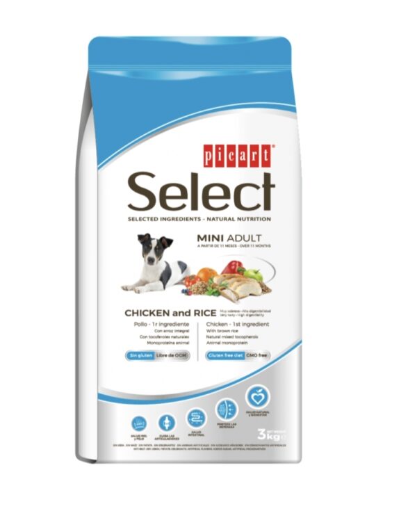 PICART Select Dog Adult Mini Chicken y Rice 3 kg.