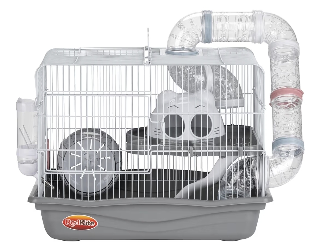 Jaula, Casa Para Hámster, Roedor Con Accesorios Gris y rosa