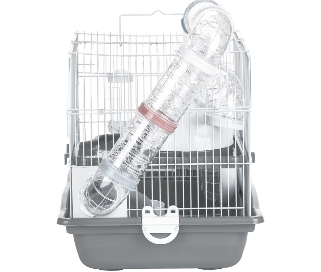 Jaula, Casa Para Hámster, Roedor Con Accesorios Gris y rosa - Imagen 6