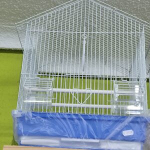 JAULA PARA PÁJAROS AZUL TECHO TRIANGULAR