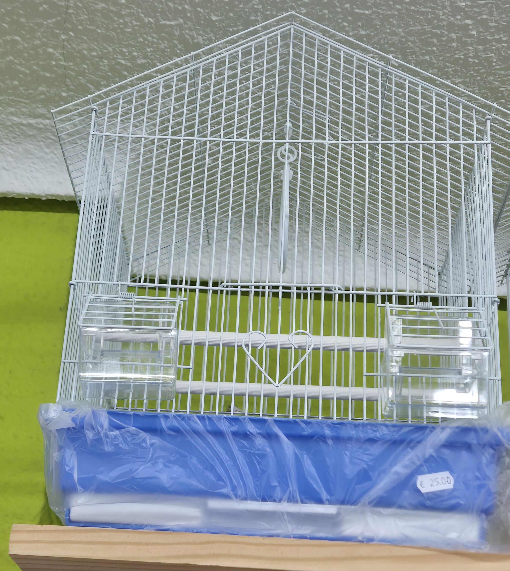 JAULA PARA PÁJAROS AZUL TECHO TRIANGULAR