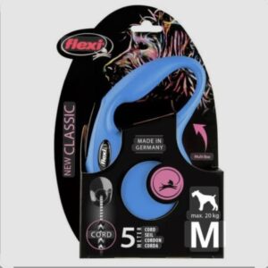 Correa extensible Flexi New Classic de cinta M en color azul. Correa de perro hasta 25 kg . Correa de 5 metros. Azul