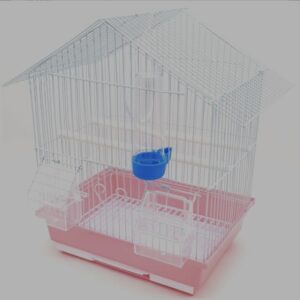 Jaula para pájaros rosas techo triangular