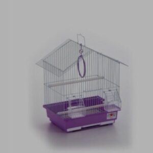 Jaula para pájaros metálica lila techo triangular