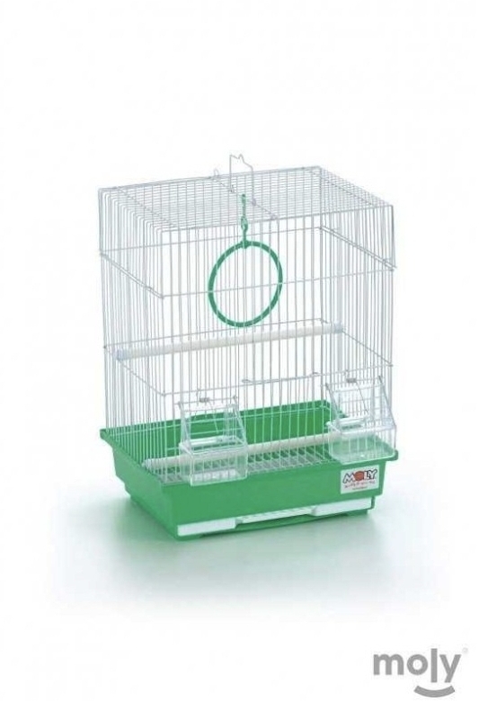 JAULA VERDE TECHO CUADRADO PARA PÁJAROS