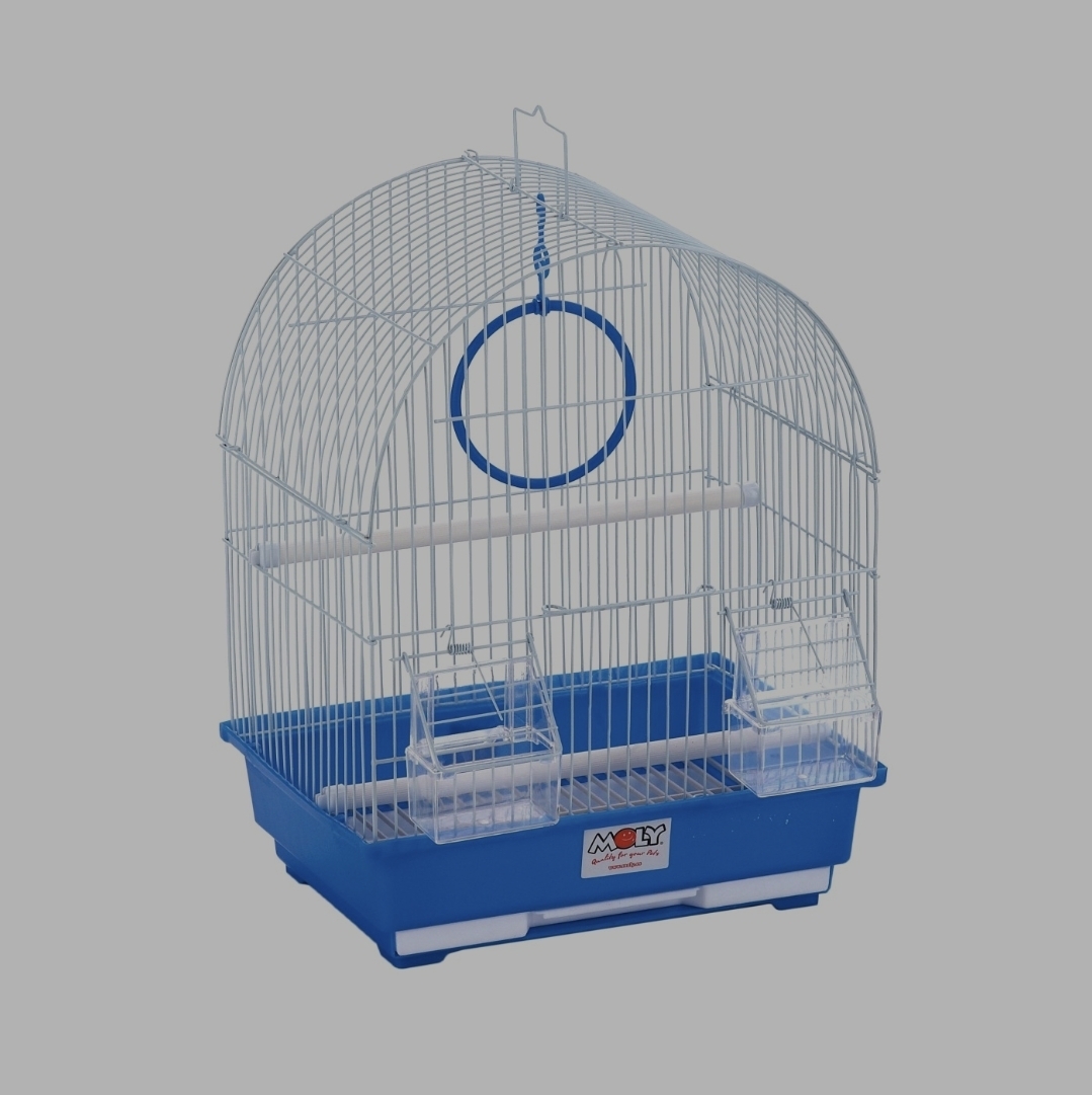 Jaula para pájaros techo redondo azul