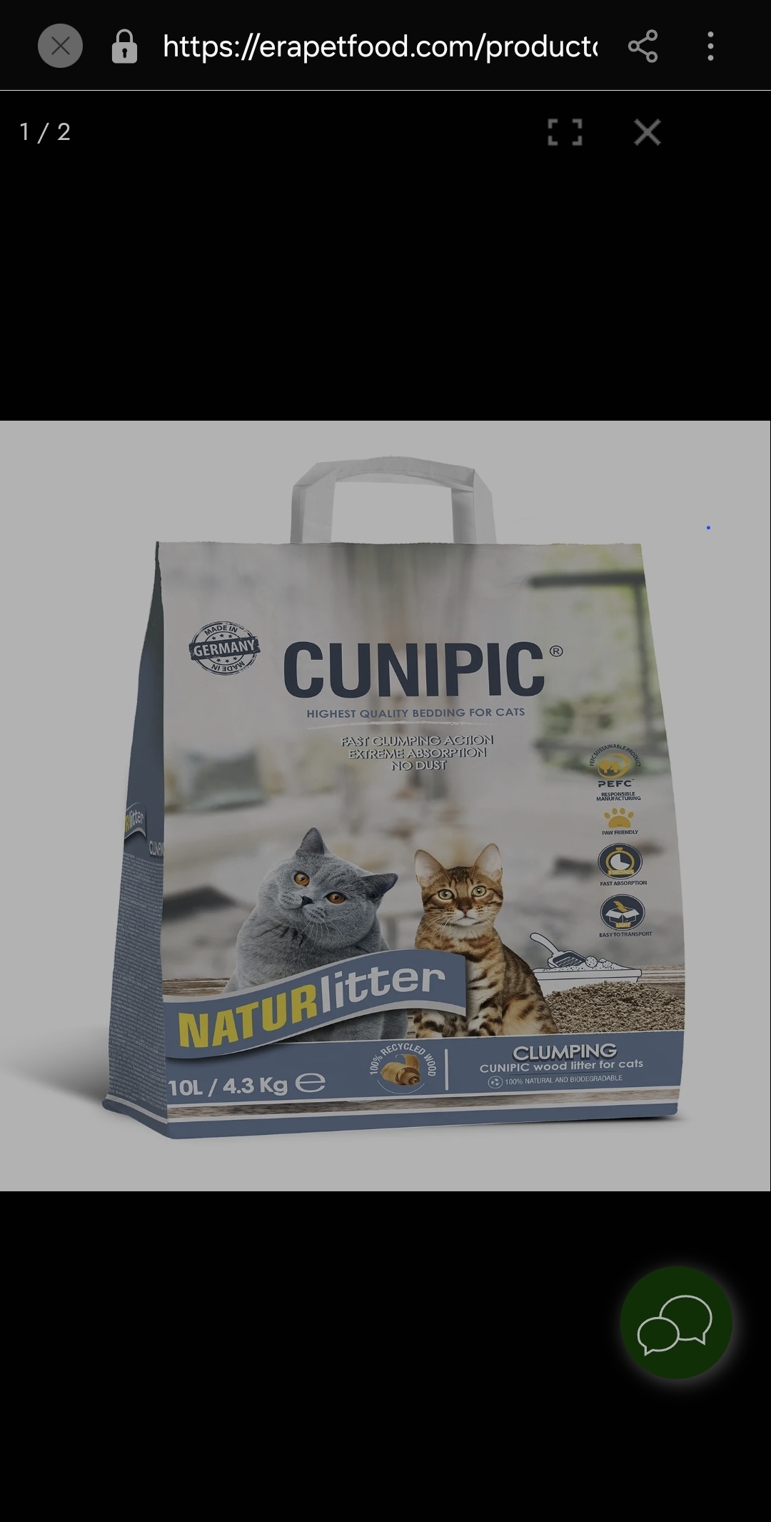 Lecho Natural Aglomerante Naturlitter para Gatos 10L